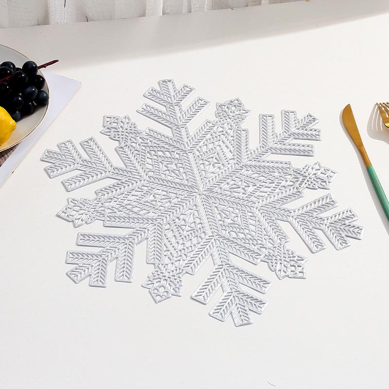 Snowflake PVC Christmas Placemat - Hot Stamping Christmas Table Decoration for Western Restaurants