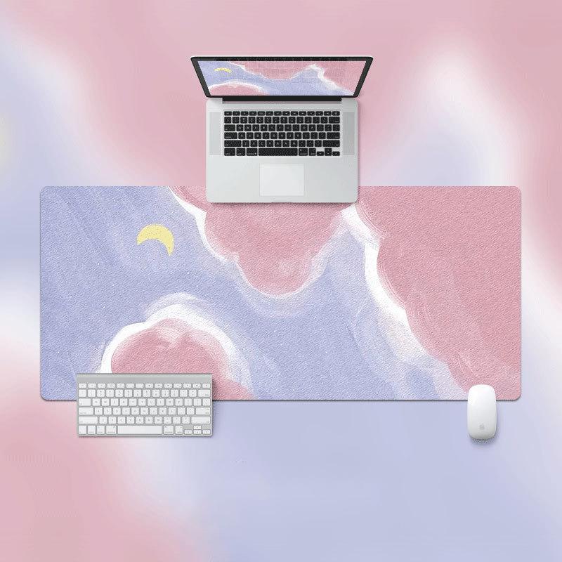 Ins Mouse Pad Oversized Lock Edge Laptop Keyboard Student E-sports Desk Pad Simple Artistic Oil Painting Offices Accessories