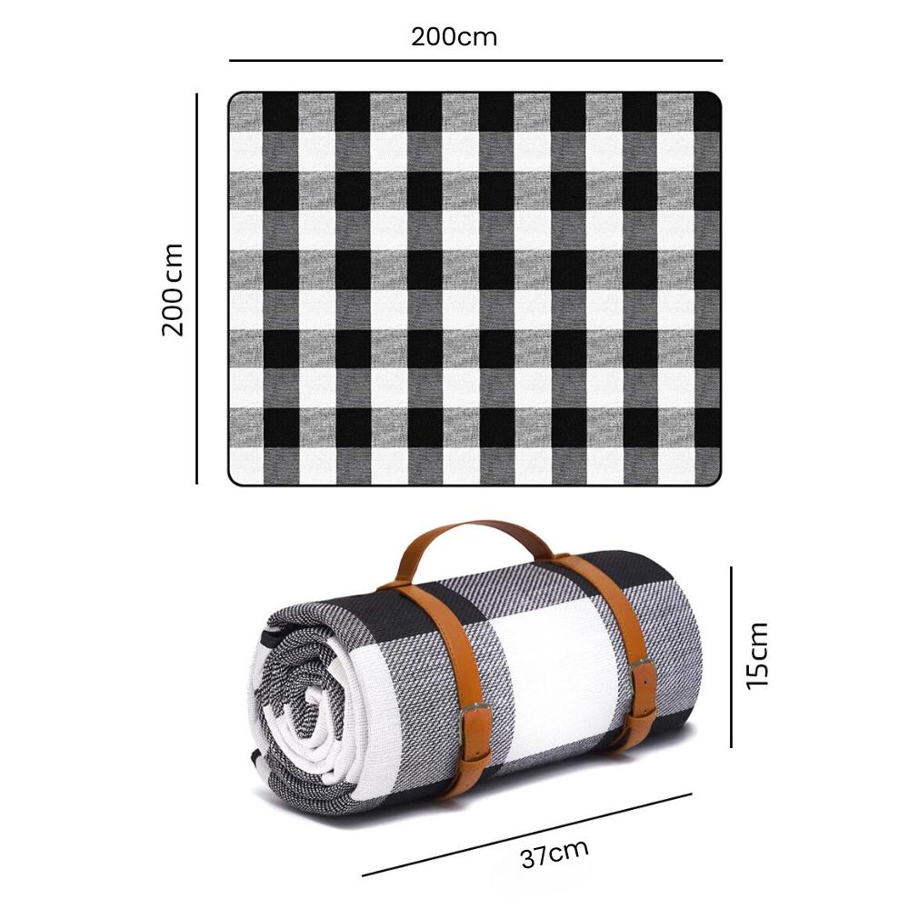 Beach picnic blanket mat with insulation waterproof 200x200cm mat xxl checkered