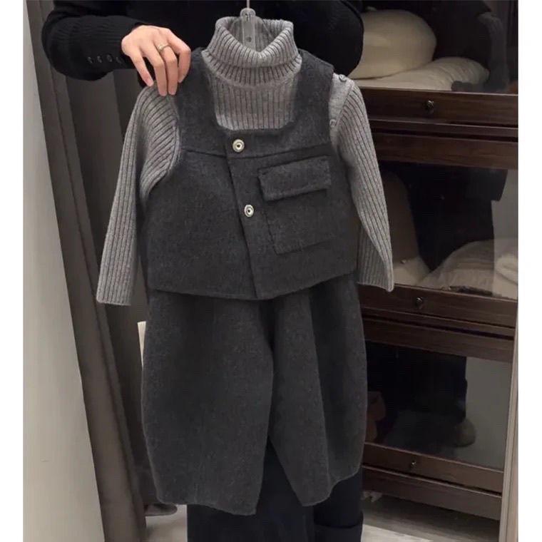 

Детский шерстяной жилет, топ и брюки широкого кроя - комплект из трех предметов (Мальчиков и девочек) 100