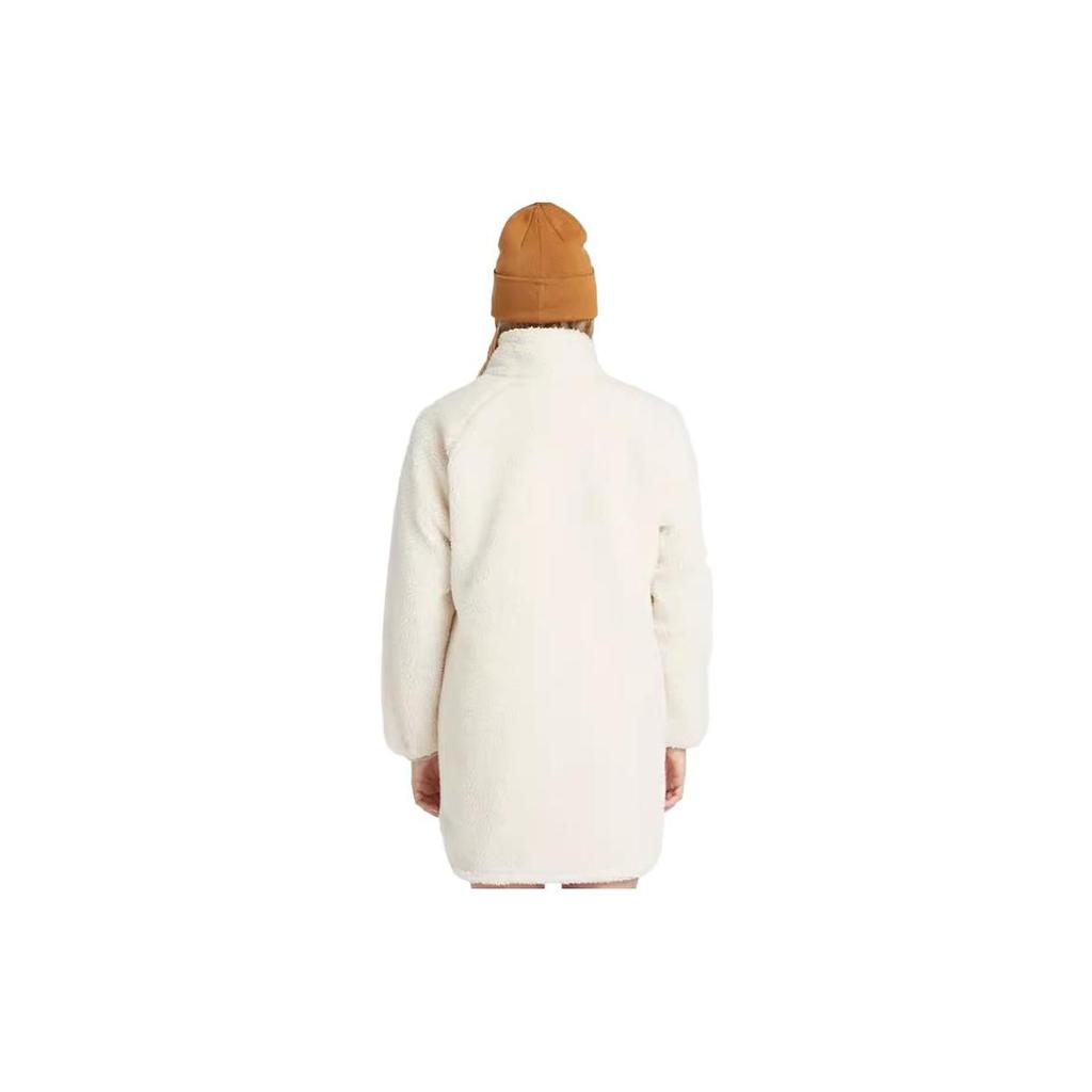 Timberland Solid Color Fleece Jacket With Stand Collar Women Jacket Smoke-White A6HMN-V04