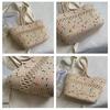 Retro Style Women's Color Block Large Cotton Rope Woven Beach Bag