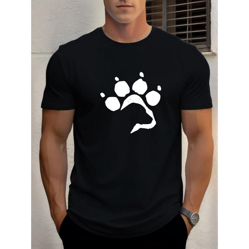 European sizes Men'S Summer Casual Short-Sleeve T-Shirt with a Footprint Design