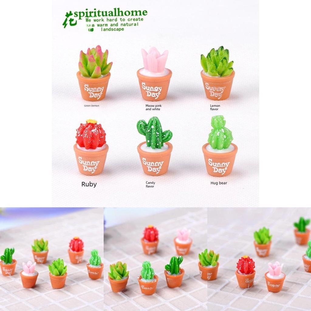 Charming Resin Miniature Succulent Moss Garden Ornaments Diy Desktop Decorations