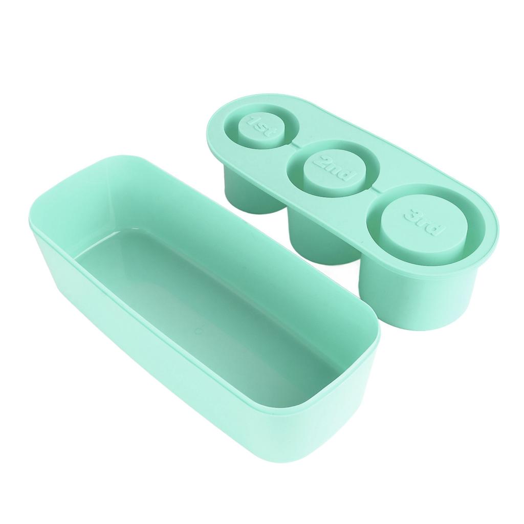 Silicone Ice Cube Tray Easy Release Ice Cubes Maker with Spill Resistant Removable Lid Bin for Cocktail Tea Coffee Cyan