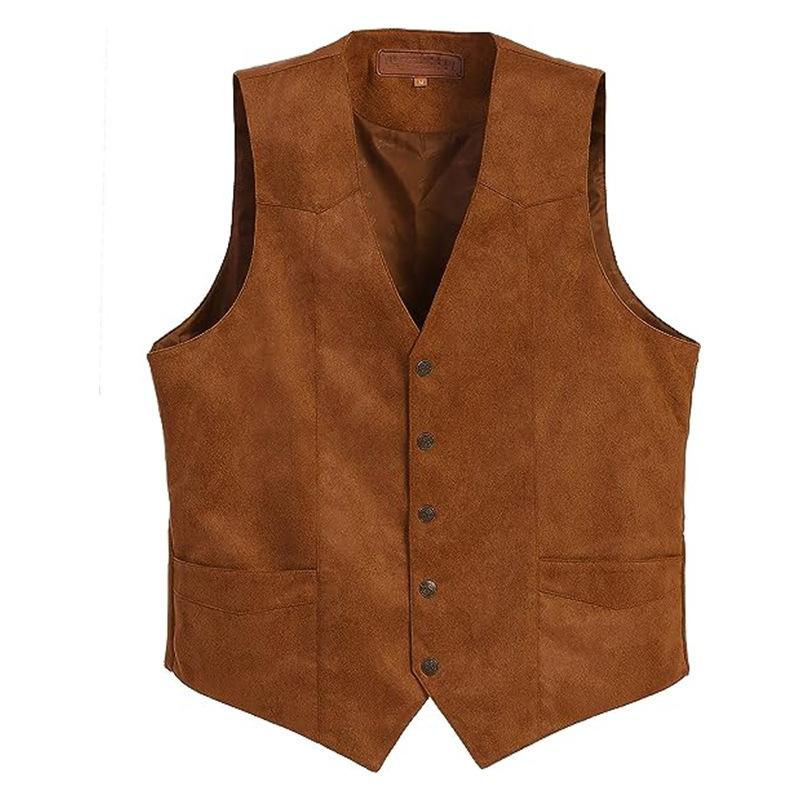 Cappotti da uomo senza maniche multicolore stile gilet con scollo a V aderenti casual in camoscio stile retrò abiti formali gilet da motociclista