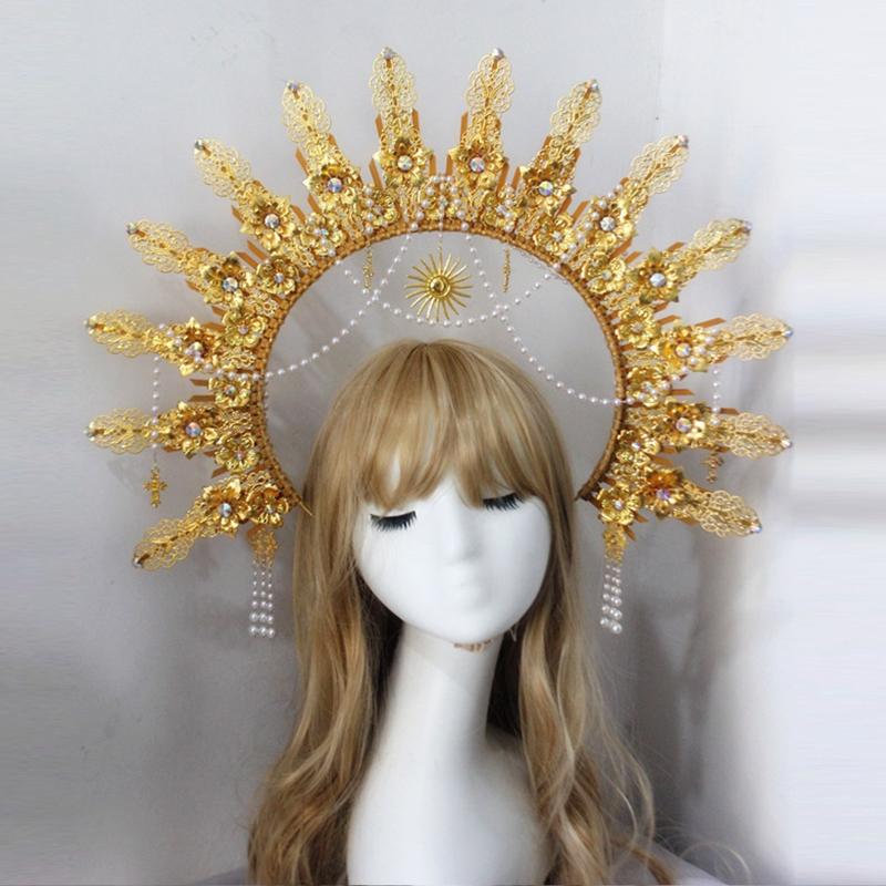 Baroque Luxury Hair Hoop Headwear Gothic Crown Material Package Goddess Pearl Headband Hair Accs for Women Photo