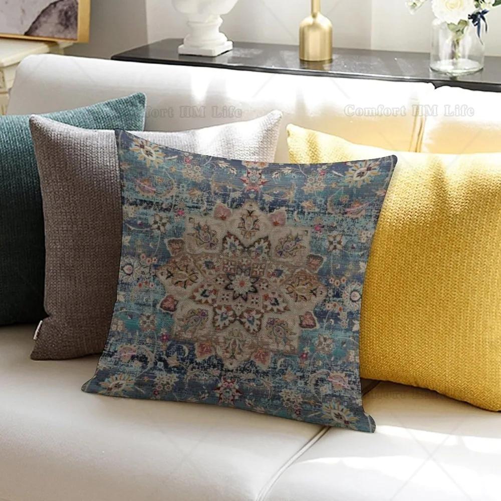 Boho Kussenslopen Set Van 2 Etnisch Bohemien Tapijt Vintage Roest Koraal Bloemen Decoratieve Katoenen Kussenslopen Met Rits Decor