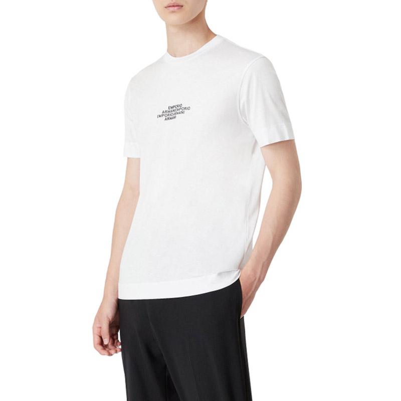 Emporio Armani FW21 Letter Round Neck Short Sleeve T-Shirt Men Tops White 6K1T62-1JUVZ-0100