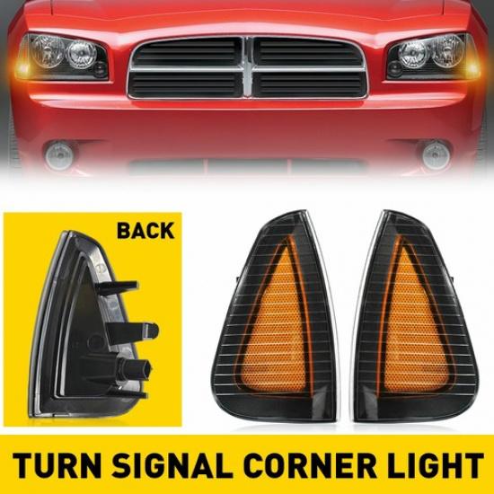 Amber Front Bumper Side Corner Turn Marker Signal Light For 06-10 Dodge Charger
