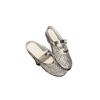 2025 spring and summer new lazy rhinestone heavy industry full diamond hollowed ballet shoes women's mesh fashion one pedal and half drag