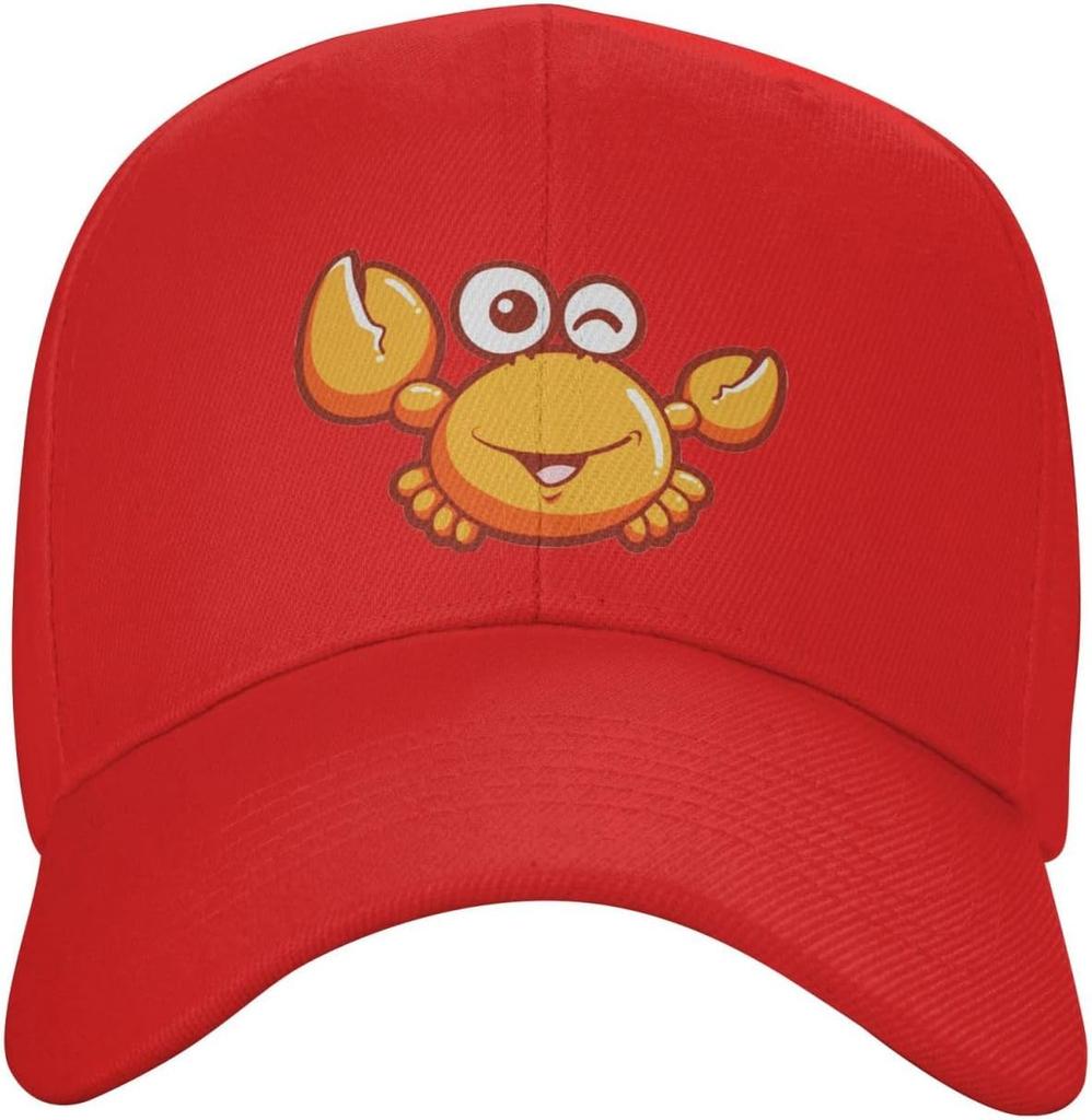 Cute Winking Crab Graphic Polyester Trucker Hat Casual Outdoor Unisex Baseball Cap