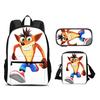 Crash Bandicoot backpack, pencil case, shoulder bag, 3Pcs Set, cartoon print, best school outdoor travel companion for students