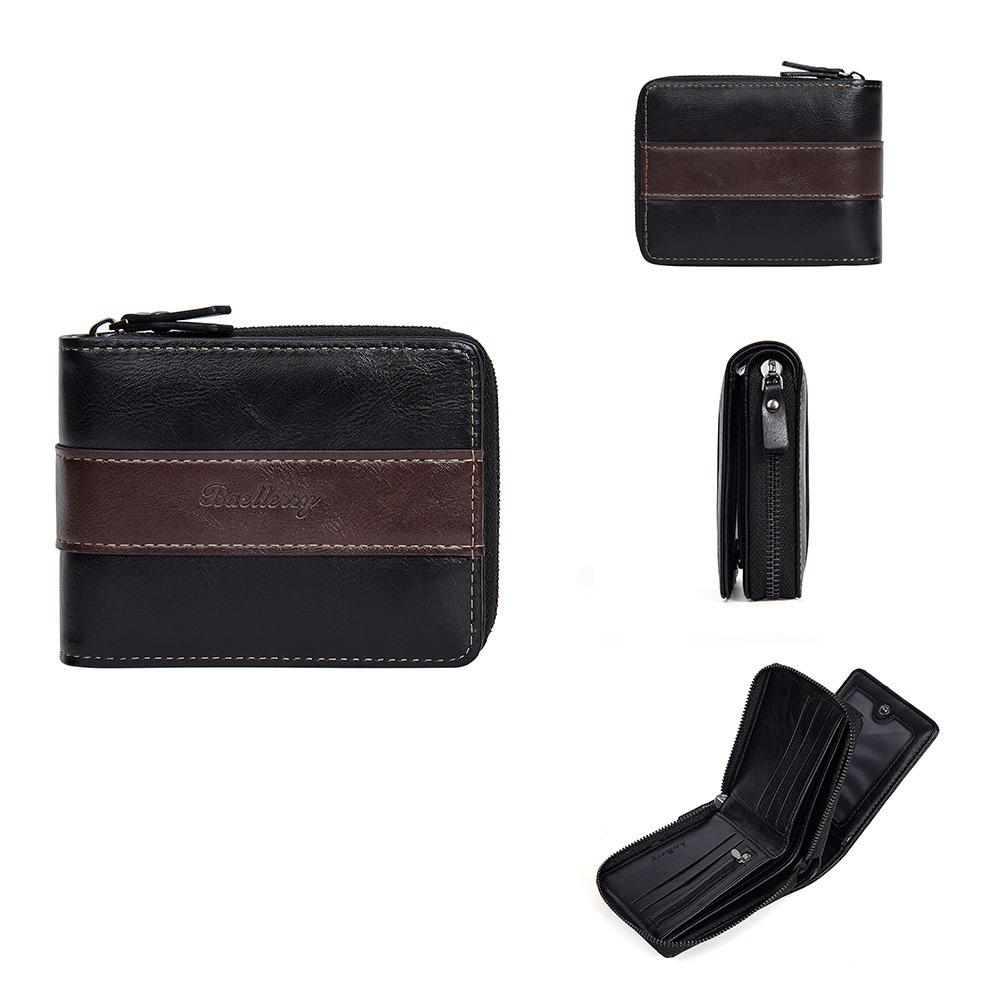 

Credit Card Case Men Zipper Wallet PU Leather Card Holder PU Leather Coin Purse Boys Gift чорний