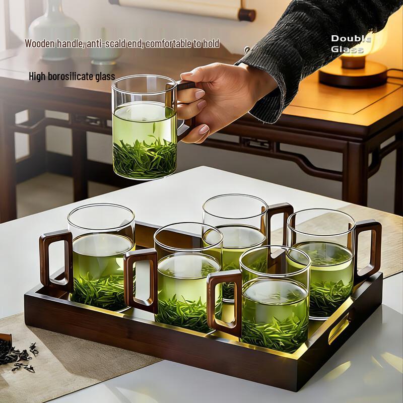 High Borosilicate Glass Tea Cup Set with Handles