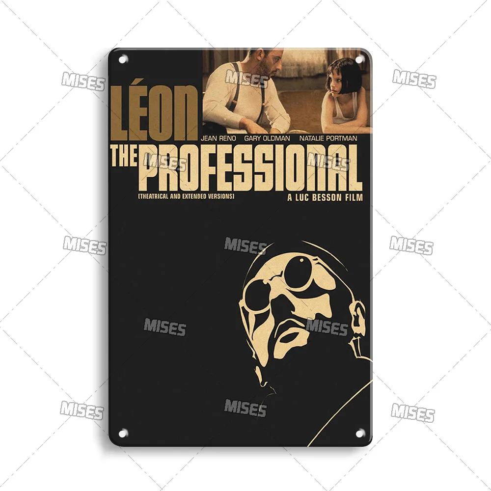 MISES Lon Klassischer Film Metallposter Killer Leon Kneipe Metallblechschild Wandplatte Haus Garten Metallschild Wand Industrielle Dekoration