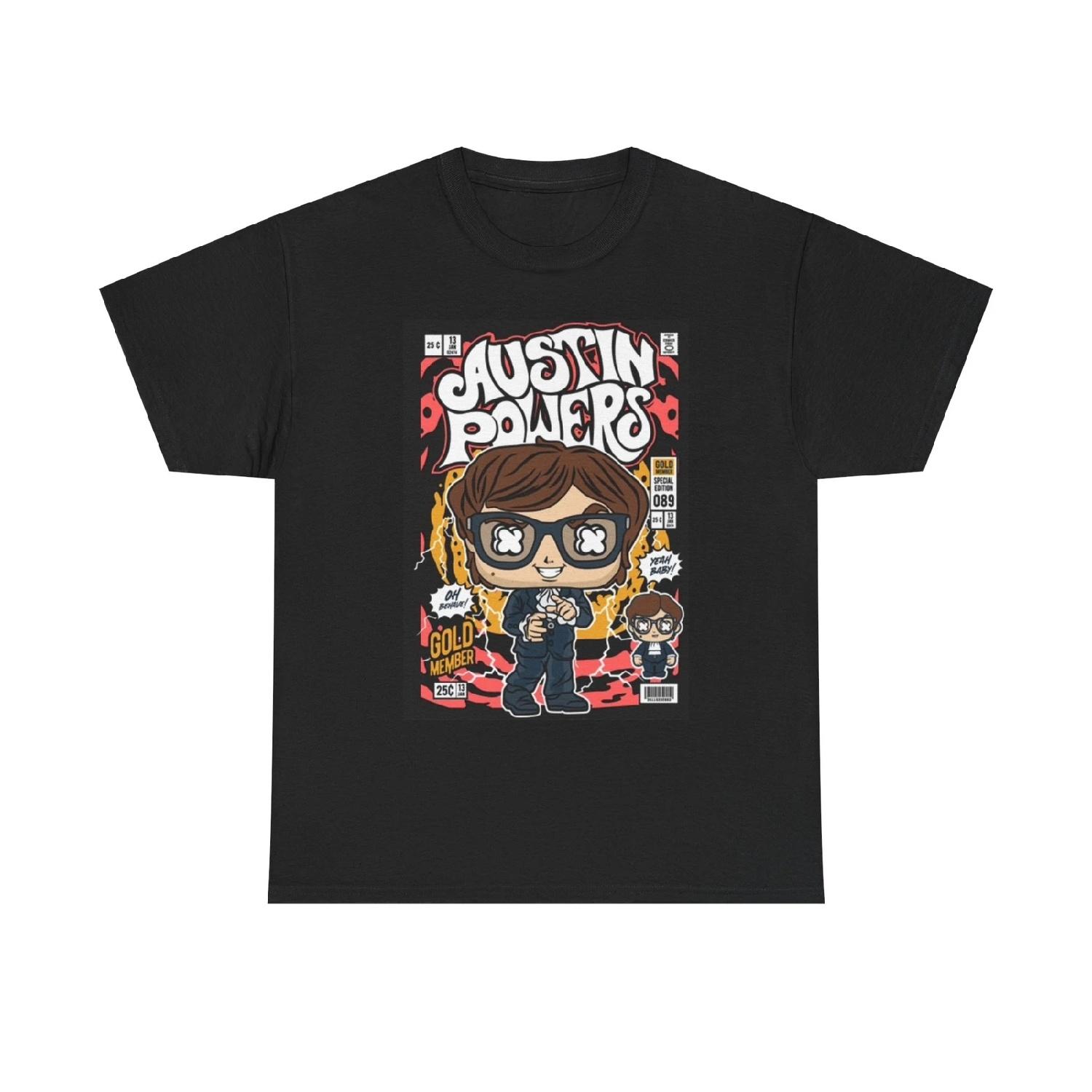 Austin Powers Cartoon Graphic T Shirt Funny Movie Tee S
