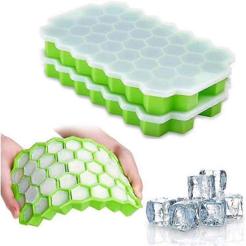 Ice Cube Tray with Lid, Soft Silicone Ice Moulds, Diamond Shape Ice Cube for Drinks and Desserts, Easy Removal