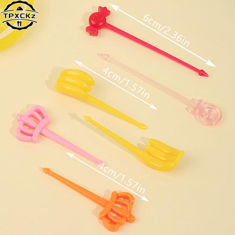 Candy Fruit Fork Food Grade Plastic Mini Cartoon Kids Cake Fruit Toothpick Bento Lunch Bento Accessories Party Decoration Supply