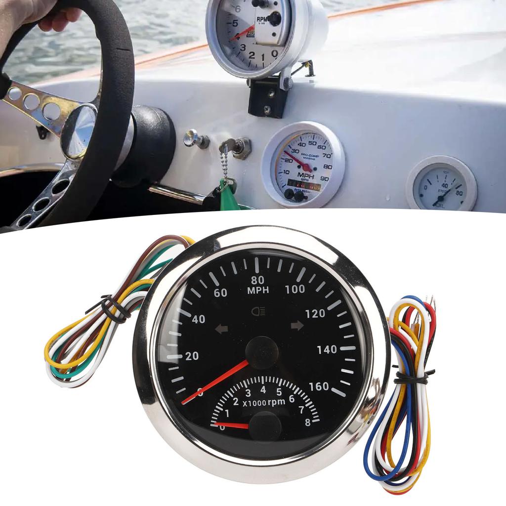 GPS Speedometer With Tachometer 8000RPM  9 To 32V IP67 Waterproof 0 To 160MPH Red Backlight Accurate for Boat ATV