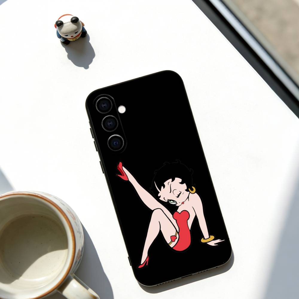 Cartoon Betty Boop Phone Case Soft black For Samsung Galaxy A73,A72,A71,A70,A53,A52,A51