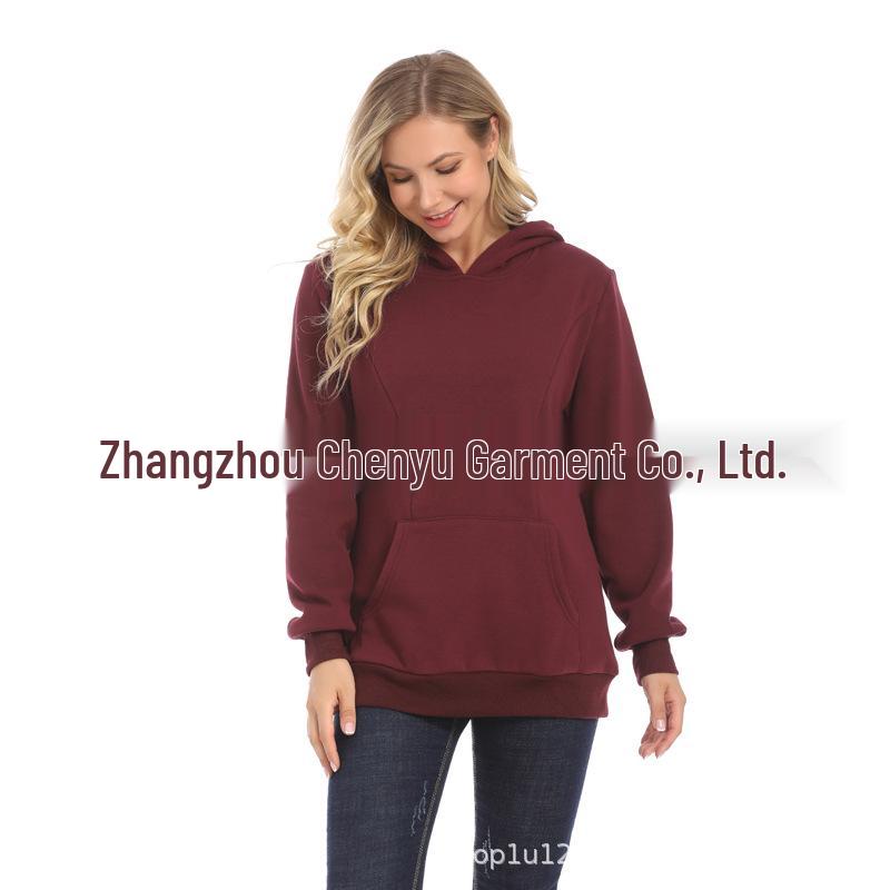 

Зимняя мода для беременных: Трендовый свитшот для кормящих мам на флисовой подкладке, омолаживающая однотонная верхняя одежда Small