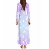 Women's Casual 3/4 Sleeve V-Neck Floral Print Maxi A-Line Beach Dress