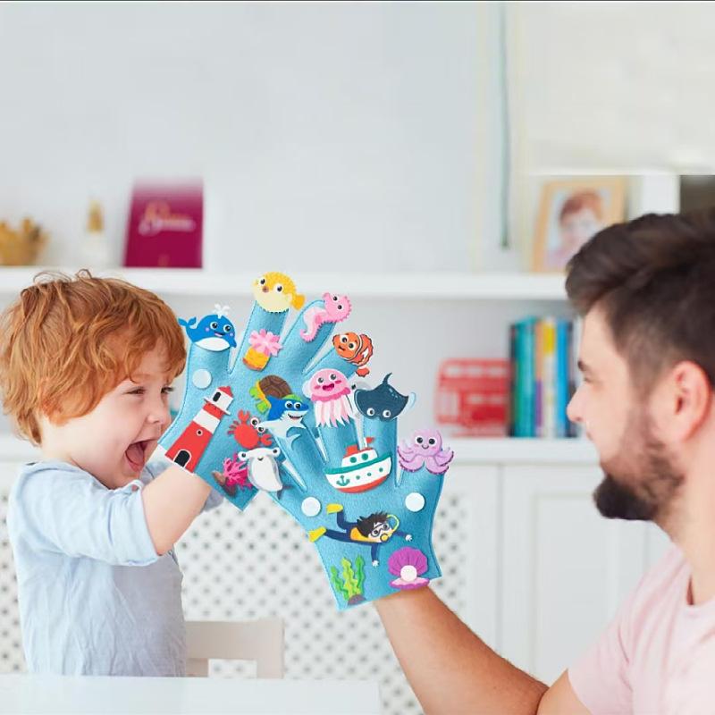 Children Hand Puppets Set Montessori Parish Toy DIY Animal Finger Puppets Storytelling Kindergarten Baby Interaction Social Tool