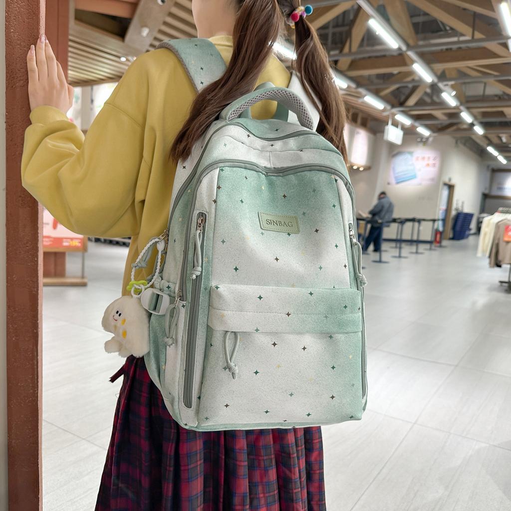 Schoolbag High Value Gradual Change Color Star Schoolbag Female College Students Ins Wind Backpack Junior High School Female Versatile Commuter .