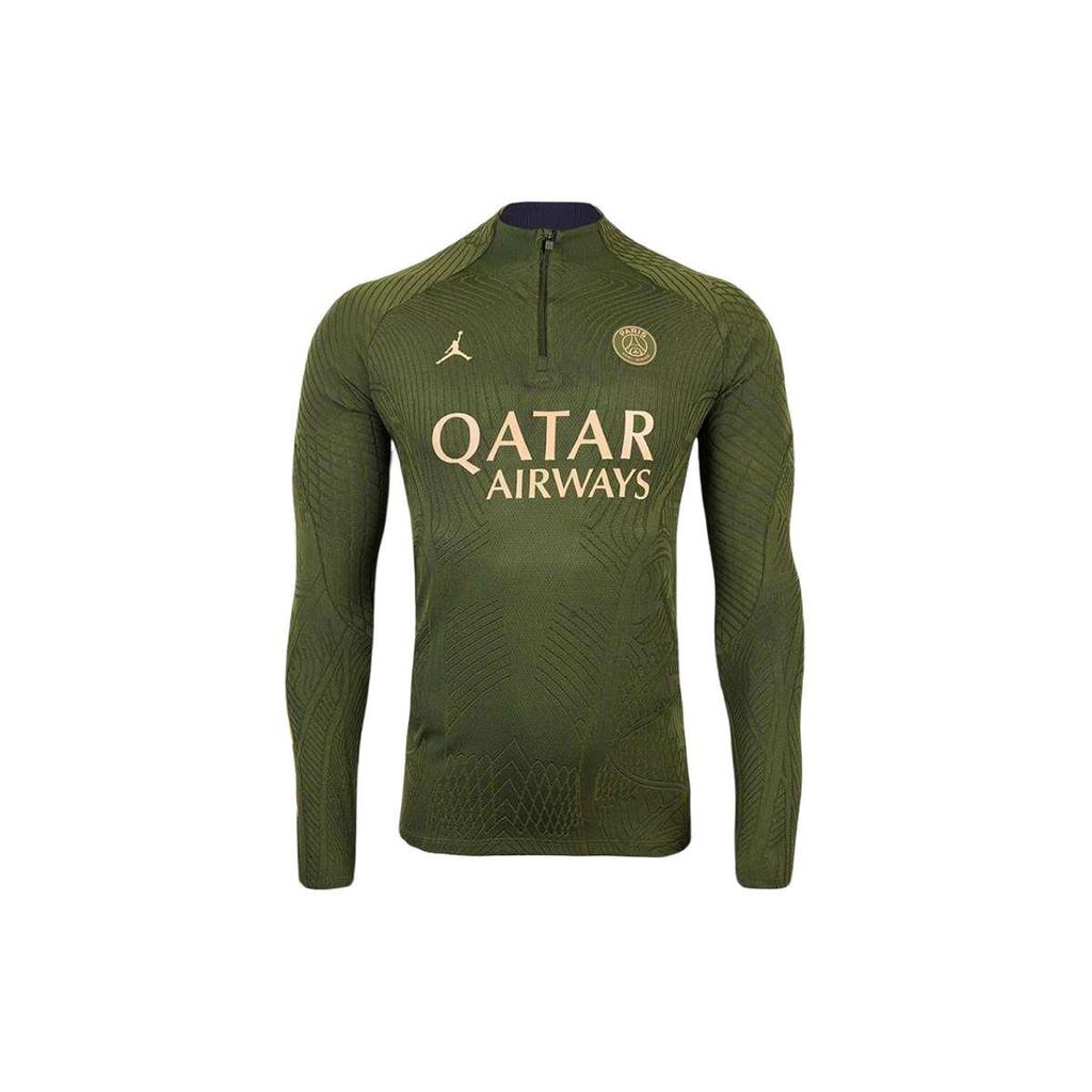 Jordan Mock Neck Pullover Letter Print Long Sleeve Soccer Shirt Men Tops Green FD7070-327
