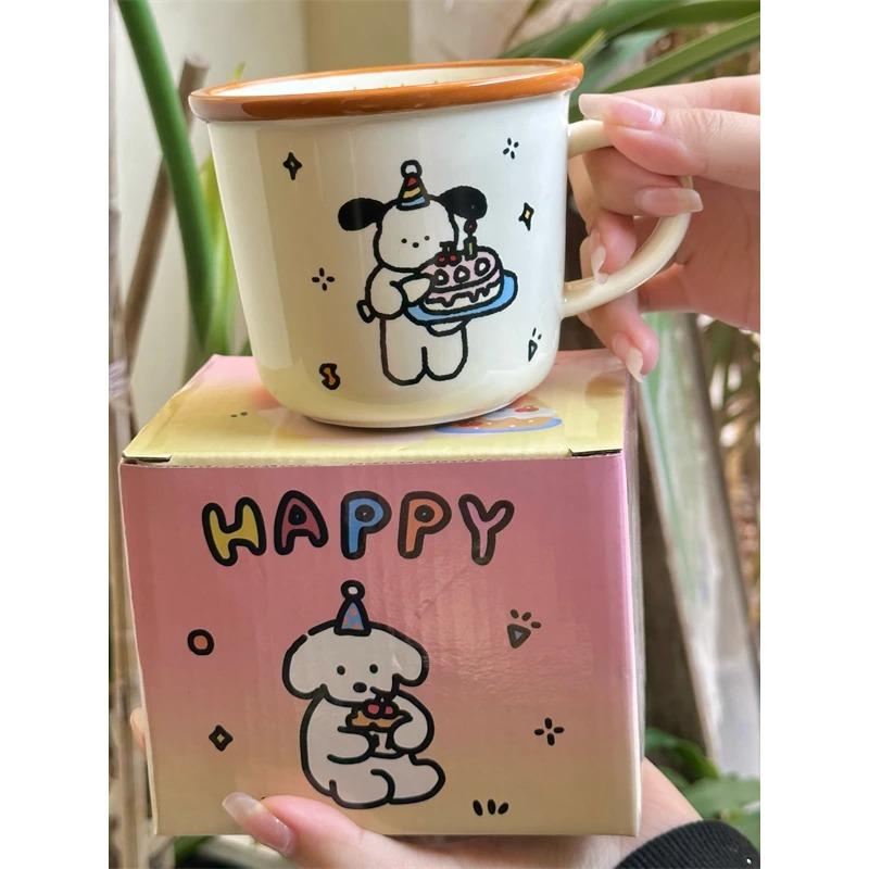 

Кавайный подарок на день рождения Кофейные чашки 350 мл Керамические Милые Многоразовые Креативные Дорожные чашки Чай Пиво Вода Молоко Оригинальные Кружки для завтрака 350ml