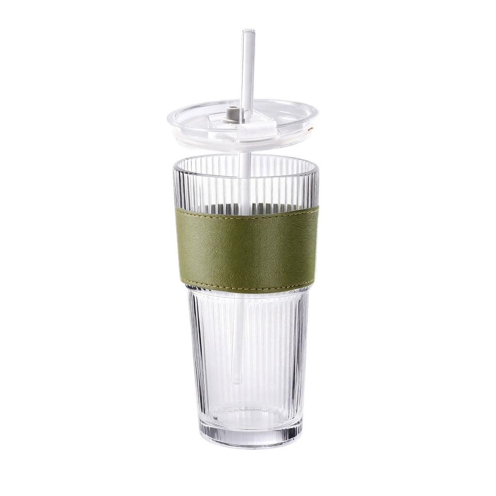 Glass Tumbler Set 560ml Large Capacity Cold Coffee Cup with Straw Lid and Sleeve Leak Proof Aesthetic Drinkware Suitable for Coffee Bar Accessories