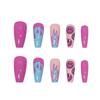 Medium-Long Ballet Style Press-On Nails With Purple Smiley Flame Design Sweet Aesthetic Nail Tips