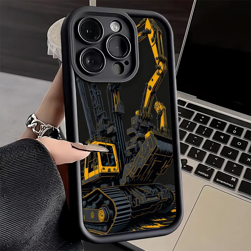 Phone Case for iPhone 17 Air 16E 15 16 Pro Max Excavating Machinery Cool Cover 14 Plus 13 12 Mini Soft Shell Silicone Fundas