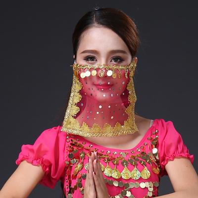 Performance-Schleier, durchsichtiges Netz, mit Pailletten und Perlen verziert, Bauchtanz, Tribal-Gesichtsschleier, Retro-chinesischer Stil, Hanfu-Requisite, Halloween-Kostümzubehör