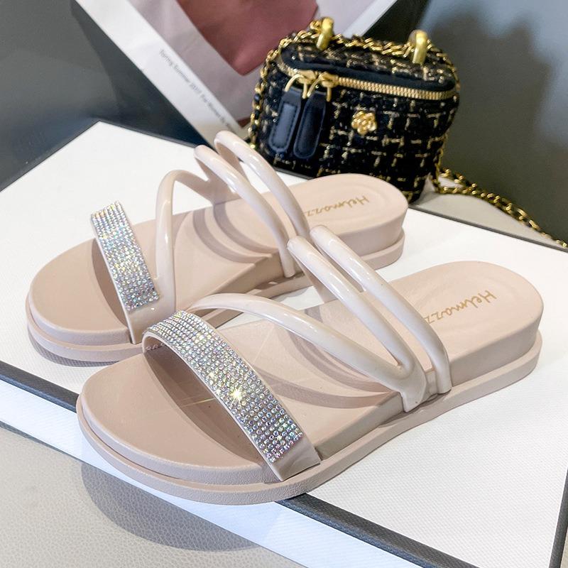Women's Sandals for Summer Wear, Slippers Flatbottomed Fashion Flipflops, Beach Shoes Cool Slippers Women's Stall Shoes