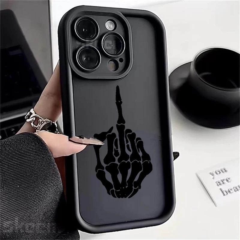 New Terror Black Skull Soft Silicone Phone Case For iPhone 16 15 14 13 12 11 Pro Max X XS XR 7 8 Plus Shockproof Bumper Cover