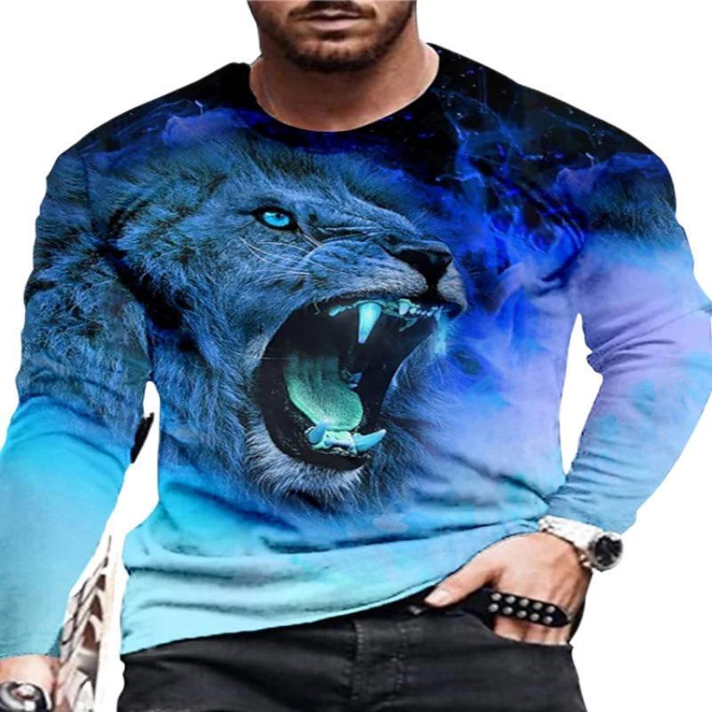 Fashion Men's and Women's Pullover Long Sleeve T-shirts Printed O Neck Oversized Casual Tees Top Clothing