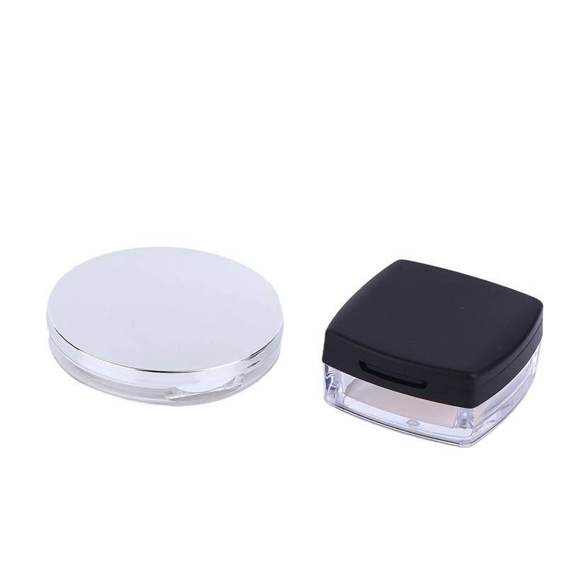 Portable Mini Powder Box Empty Sieve Loose Powder Pot Box With Powder Puff Mirror Cosmetic Travel Makeup Jar Sifter Container