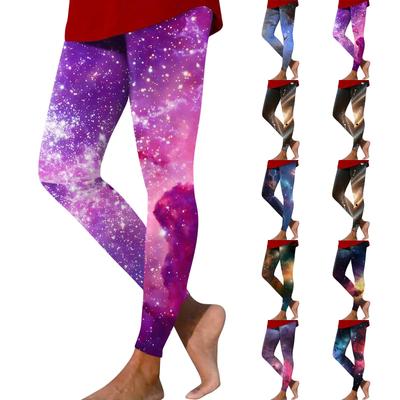 Kadın Modası Dış Giyim Astral Baskılı Dar Kesim Esnek Yoga Günlük Pantolon