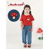 YouYou Girls' Mushroom Embroidered Loose Summer Denim Pants