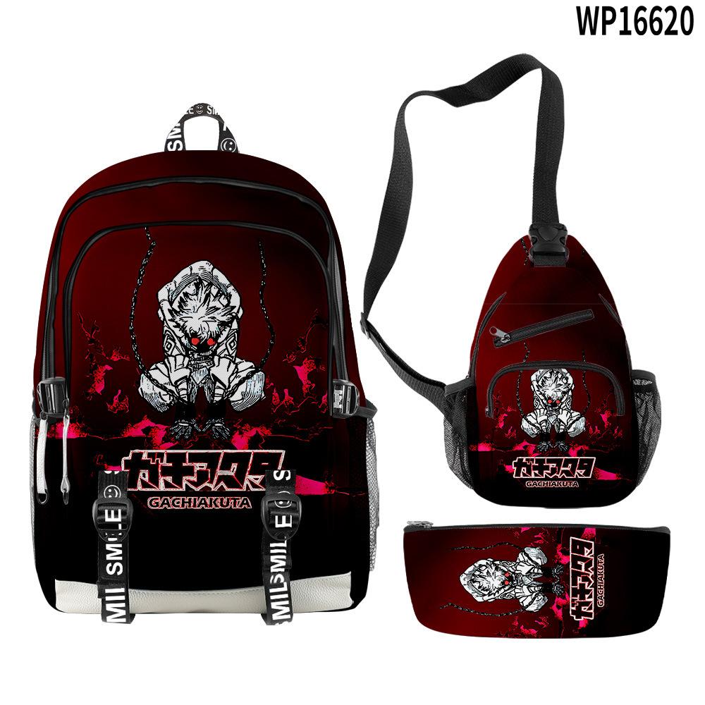 Favored Distinctive Metal Family Anime 3D Design 3pcs/Set Learner Bags Everyday Laptop Everyday Backpack Sling Carry Tote Pencil Pouch