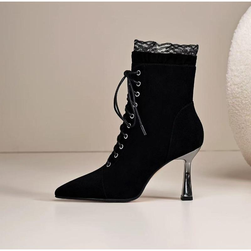 New Fashion Women Boots Short High Heels Shoes Autumn Winter Botas Mujer Ankle Boots Black Sock Women Heels Boots