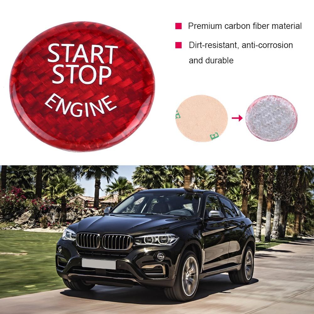 Red Carbon Fiber Car Engine Start Stop Button Switch Cover For BMW 1 7 Series X1 X3 X6