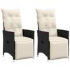 VidaXL Garden Reclining Chairs Set of 2 and Cushions Black Rattan, Reclining Garden Armchair, Reclining Armchair of 365666