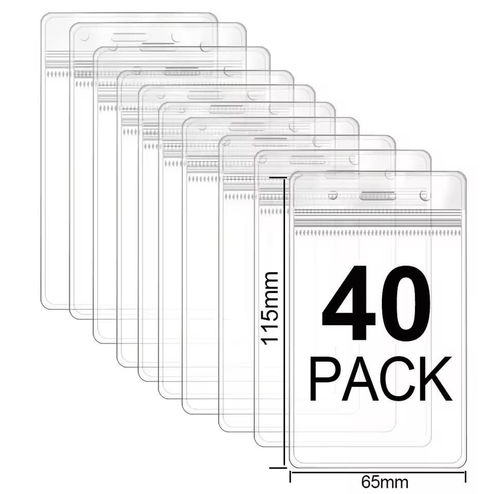 1/50Pcs Waterproof Transparent Card Holder Name Tag ID Badge Holder Protectors Vertical Sleeve Pouch Office School Supplies