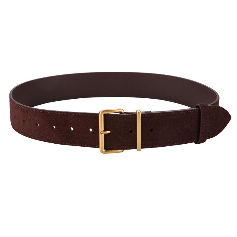 

Роскошный замшевый ремень из коровьей кожи для женщин в винтажном стиле с золотой пряжкой, ширина 3,3 см, пояс для платьев и джинсов 100cm