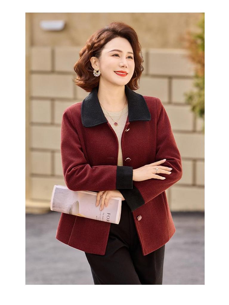 2026 Spring & Autumn Women's Wool Jacket for Ages 40-60: New Style, Lightweight, Perfect for Middle-Aged & Elderly Women.