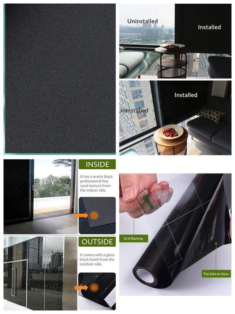 Película Esmerilada para Ventana de Privacidad - Bloqueo UV/Calor Antideslumbrante Adhesivo Estático Removible para Puertas de Vidrio de Hogar Oficina Baño