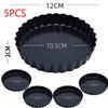 5pcs 8/10/12cm Mini Tart Pans Egg Tart Molds with Removable Bottom Non Stick Small Fluted Cupcake Tins Tarts Quiche Pan for Pies